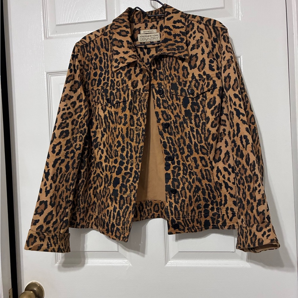 Leopard Print Trucker Jacket - Brown/Black